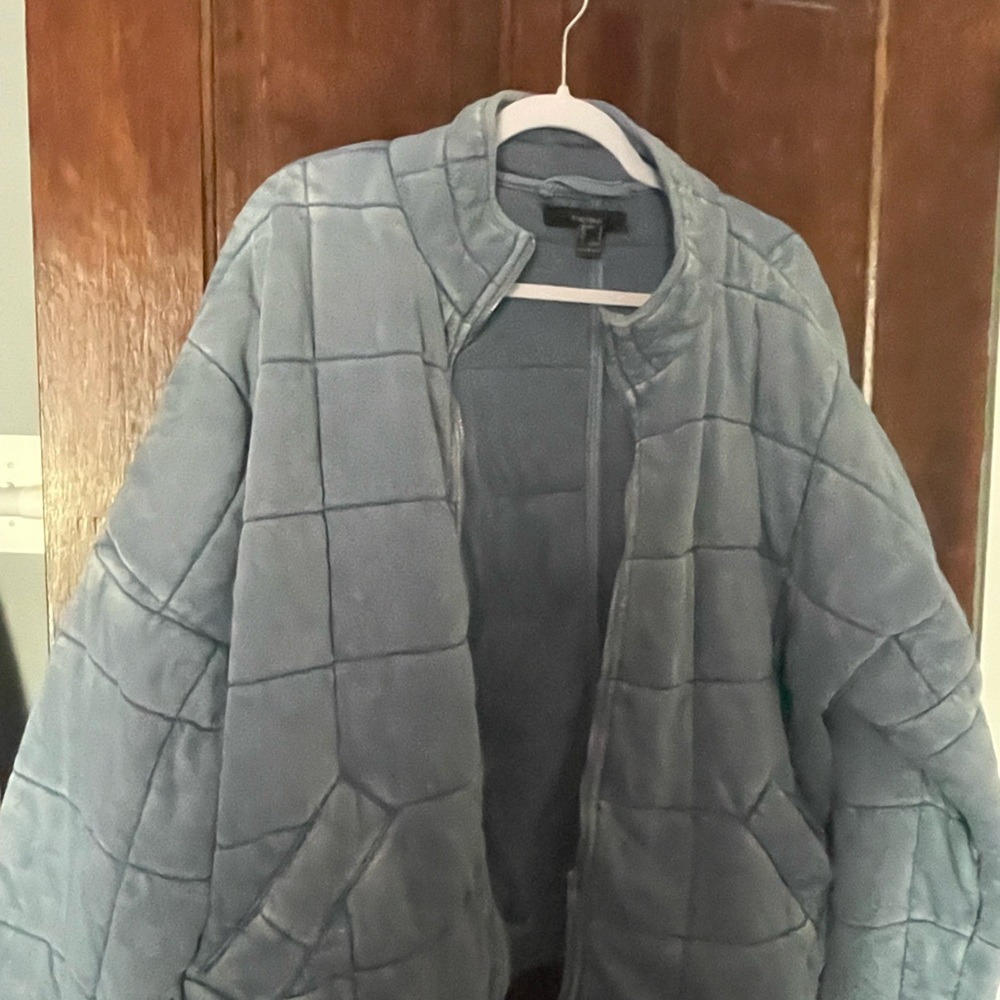 Forever 21 Blue Quilted Bomber Jacket